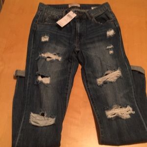 BCBG Ripped/LACE ankle jeans